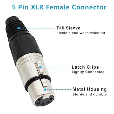 5-Pin XLR Cable Connector XLR 5 Pin Female Plug Connector Mic Cable Plug Audio Adapter for Microphone,Mixers,4 Pack image 3