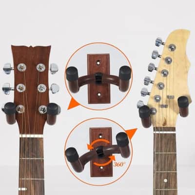 Wooden Guitar Wall Hanger - Pack of 5 Guitar Wall Mount for Safe Storage and Display Sturdy Wall Hanger for Guitars image 3