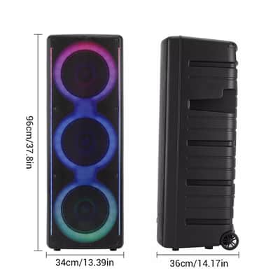 3 x 10" Woofer Portable Bluetooth Speaker with Disco Lights & Stereo Sound PA System image 4