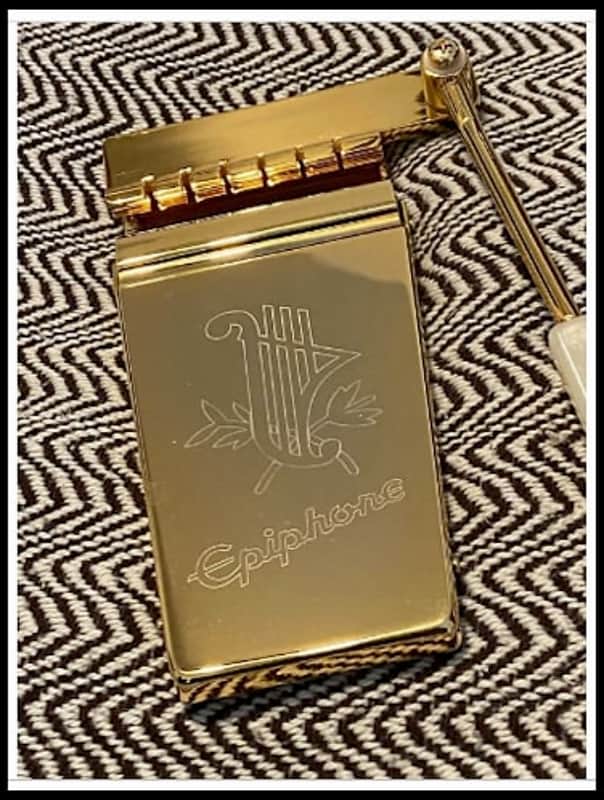 KILLER Engraved WD Long Maestro GOLD Vibrola Lyre 4 Epiphone Fits SG ES Firebird Guitars. image 1