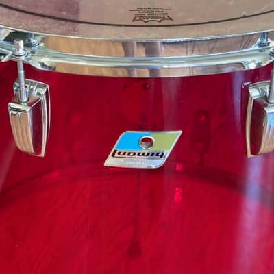 Vintage 70's Ludwig Vistalite 18" Floor Tom Red Acrylic for Drum Set Kit 1970's image 4
