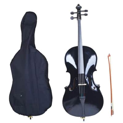 New 4/4 Size Professional Basswood Black Color Cello +Bag+Bow+Rosin+Bridge image 1