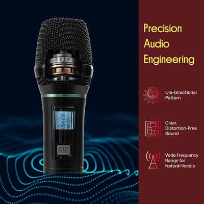 Wireless Microphone System | Includes 4 Handheld, 4 Lavalier & 4 Headset Microphones | 8-Channel UHF Mic Set with Clear 300 ft Signal Range | 100 Selectable Frequencies | for Church & Singing image 3