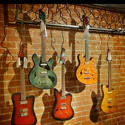 Allred Guitars Custom Electric Semi-hollow Offset Green Denim Burst Finish with Hard Case image 6