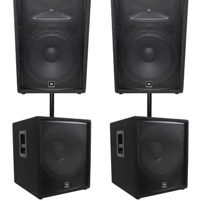 (2) JBL JRX215 1000w 15" 2-Way DJ P/A Speakers+(2) 18" 1400w Subwoofers Pro Subs image 1