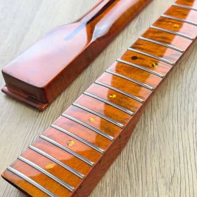 Left Handed Tiger Maple Wood Guitar Tele Style Neck, 22 Frets image 3