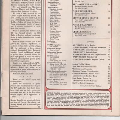 Guitar Player- Magazine, January 1974, George Benson cover image 2