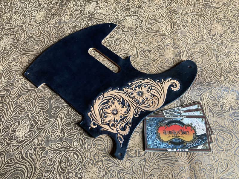Custom Tooled Leather Pickguard fits Fender Telecaster Tele or Esquire image 1