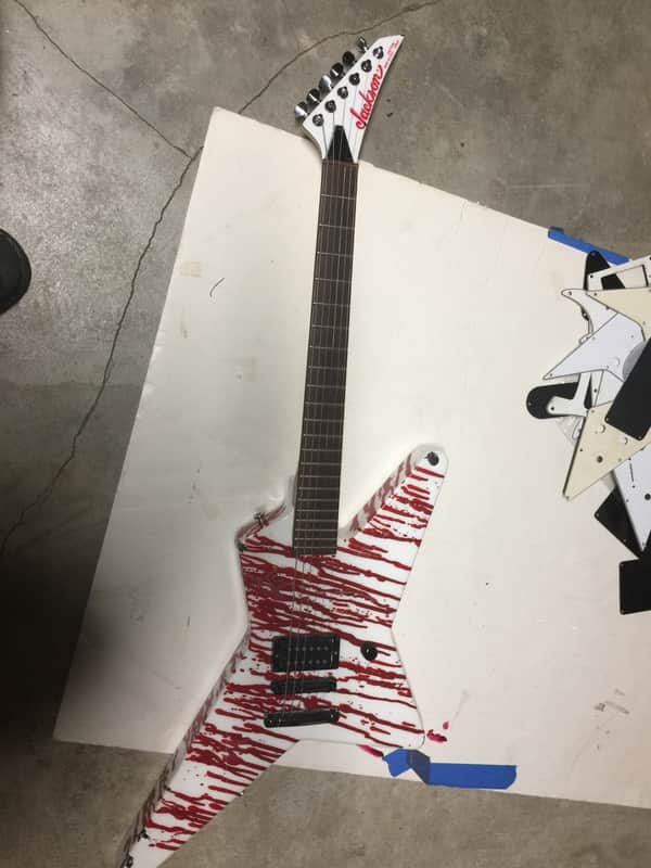 Jackson Custom Shop Star "Chris Holmes WASP" Tribute 2000's ? Blood Spatter On White / Matching Head image 1