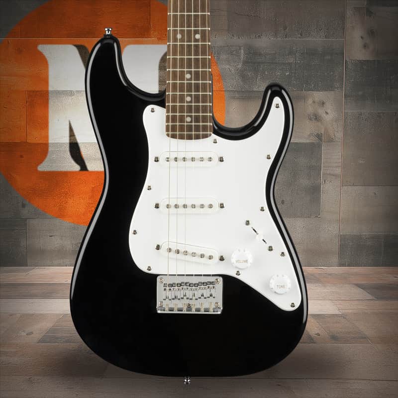 Squier Mini Stratocaster - Laurel Fingerboard - White Pickguard - Black image 1