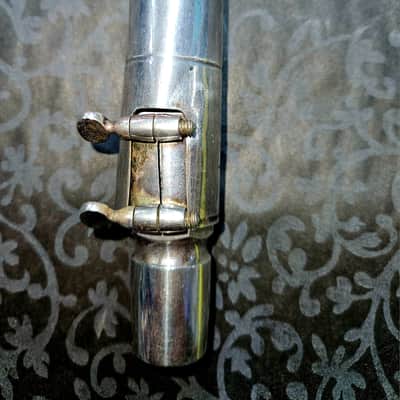 ** VINTAGE ** Selmer Paris Jazz E Tenor Saxophone Mouthpiece, Ligature, Cover 1950s - Silver image 2