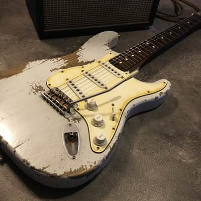 Fender Stratocaster Electric Guitar Arctic White Nitro (Partscaster) by Nate's Relic Guitars image 9