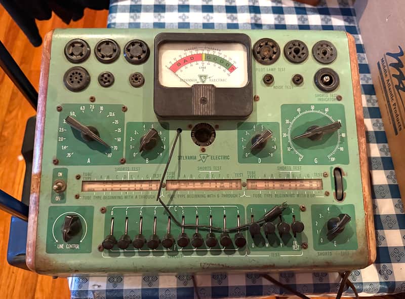TUBE TESTER, SYLVANIA ELECTRIC VINTAGE TEST CONSOLE & TUBES image 1