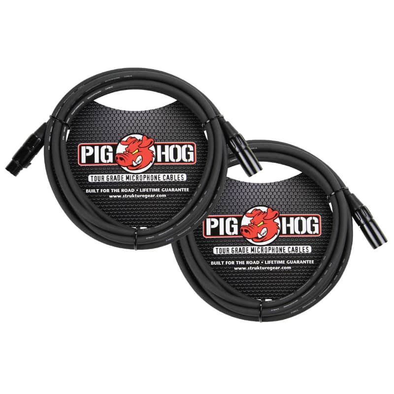 2 Pack Pig Hog PHM10 High Performance 8mm XLR Microphone Cable, 10 feet -2Pack image 1