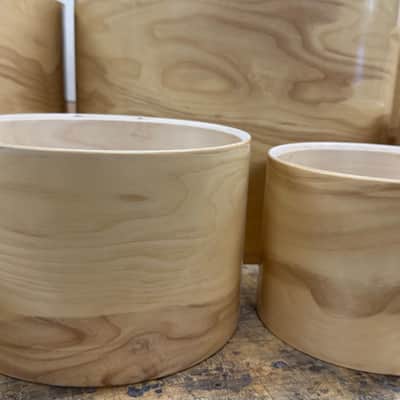 OLIVE ASH exotic wood and Maple 7 pcs shell set - 5 ply core shells - Clear gloss polished BEST OFFERS ACCEPTED! image 3