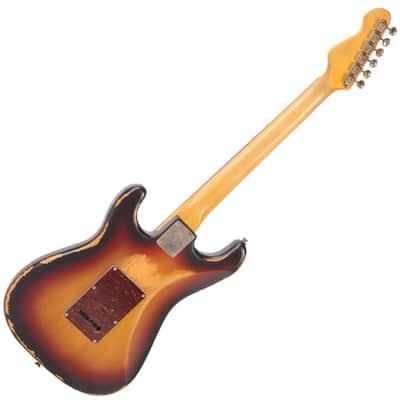 Vintage V6H ICON S-Style Electric Guitar - Distressed Tobacco Sunburst (V6HMRSB) image 2