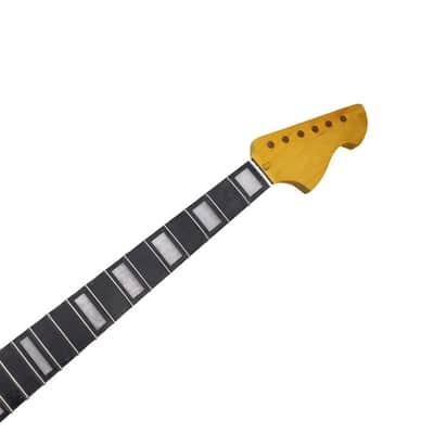 Maple Guitar Neck 22 Fret 25.5 inch replacement Rosewood Fretboard Yellow paint Block Inlay Guitar Parts Replacement image 3