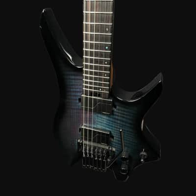 HILS Guitars HN7 NEXT Transparent Blue Burst Headless Guitar w/ Gigbag image 3