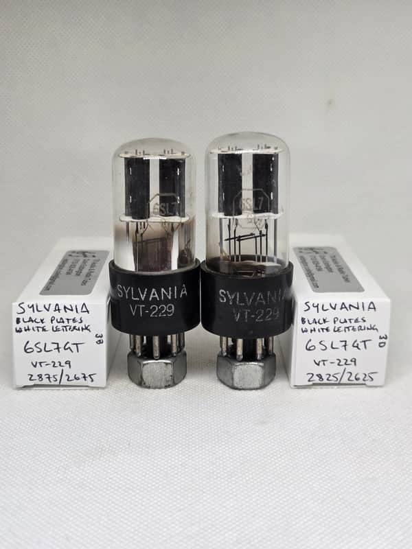 Sylvania JAN 6SL7GT / VT-229 Black Plates Matched (2.8%) Pair NOS 6SL7 VT229 2 Holes image 1