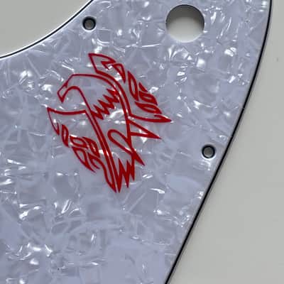 For Fit Gibson Firebird Red Logo Style Guitar Pickguard Scratch Plate 4 Ply White Pearl image 3