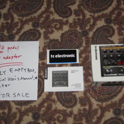 litely handled TC Electronic EMPTY Cardboard Box + original User's Manual & sticker for NDR-1 Nova Drive OD & Distortion (NO: pedal, adapter) late 2000s-early 2010s (part of 2 outer sides of BOX were spray painted white to cover water stains) image 1