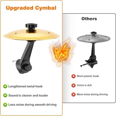 Car Cymbal Air Vent, Mini Drum Crash Cymbal Set with Mini Drum Stick, Funny Musical Instruments Gadget for Drummer Music Lovers Gift, Compact Durable Car Accessory for Most Vehicles(Gold) image 4