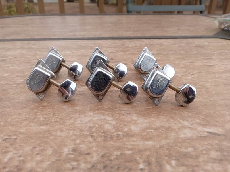 Set of Vintage Late 1960's Fender "F" Guitar Tuners! Original Stratocaster, Telecaster Parts! image 1