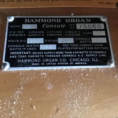 1956 Hammond B3 Organ with 2 Leslie speakers a 122v & 147  1955 - 1958 - Natural image 8
