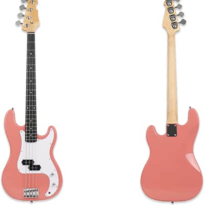 Full Size 4 Four String Electric Bass Guitar 20W Amplifier Amp Right Hand Beginner Starter Kit Set Combo Bundle Accessory Gig Bag,Strap,Picks,Capo,Noiselss Cable,Strings (Pink) image 2