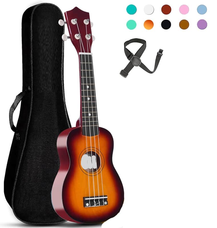 Ukulele for Beginners Hawaiian Wood Ukelele Kit for Kids Adult Student Starter Professional Ukalelee Pack Bundle with Gig Bag Strap Nylon String Tuner (Sunset, 21 Inch) image 1