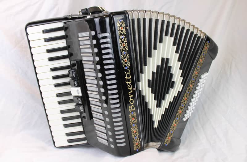 4587 - Black Bonetti 3448 Piano Accordion LMM 34 48 Compare to Sofia Mari image 1