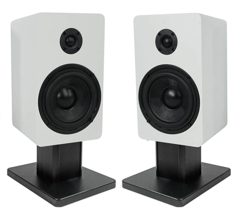 2) Rockville RockShelf 54W White 5.25" Home Bookshelf Speakers+8" Speaker Stands image 1