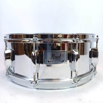Pearl 5.5x14"Steel Shell Snare Drum 8-Lug Chrome SS Evans Onyx + Remo Ambassador image 1