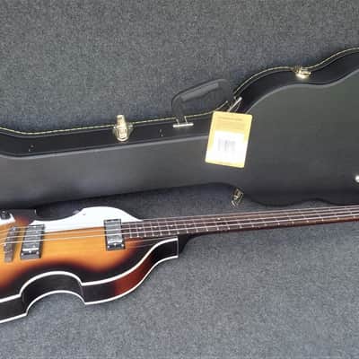 Hofner HI-BB-SB-L Left Handed Ignition Violin Bass Sunburst & Guardian CG-02-VB Hard shell Case image 9