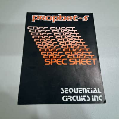 Vintage Sequential Circuits Prophet 5 Spec Sheet