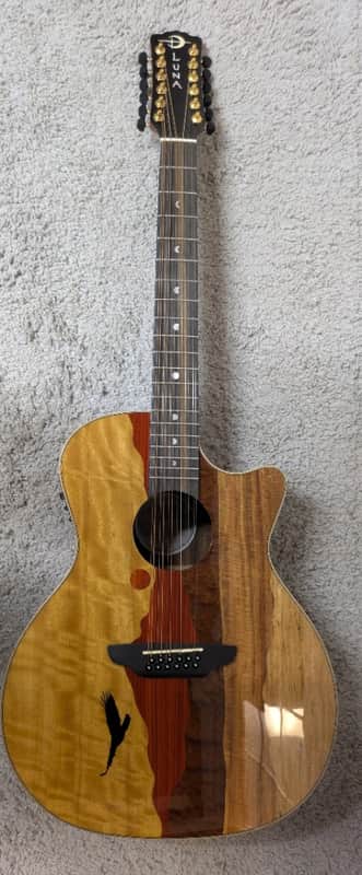 Luna Vista Eagle 12 String  Tropical Wood Acoustic Electric Guitar w/Hard Case image 1
