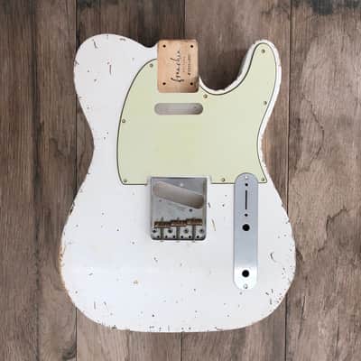 FRANCHIN Mars guitar body Relic Aged Olympic White 100% Nitro Lacquer Cracks SS Basswood Telecaster-Tele-T-Style Made in Italy - Stock piece #22320826 image 4