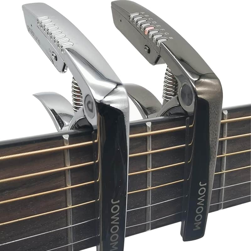 Personality Advanced Capo-Tuner 2-in-1 for Acoustic Guitar with USB Rechargeable Battery/LED Edge Lighting Display Guitar Capo Universal Accessories (Capo-Tuner 2-in-1 Black) image 1