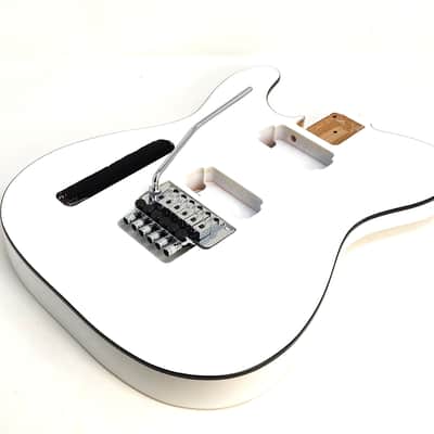 Brio LEFT HAND T-Style White Floyd Rose Ready Black Binding Belly Cut image 8