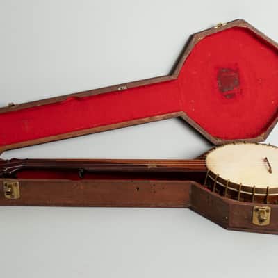 H.E. Bailey  5 String Fretless Banjo (1881), original brown coffin case. image 10