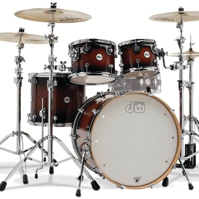 DW Design Series 8x10/9x12/14x16/18x22" 4pc Shell Pack , Tobacco Burst Gloss Lacquer image 2