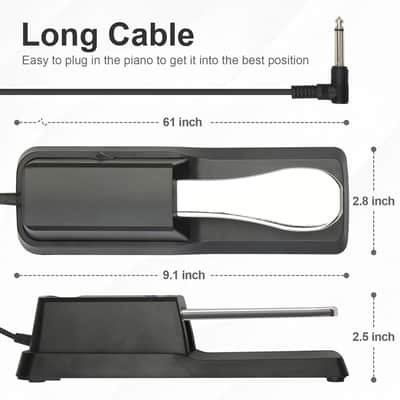 Sustain Pedal for Keyboard Universal, Premium Sustain Pedal, Piano Pedal for Keyboard with Polarity Switch for MIDI Keyboards, Digital Pianos image 2