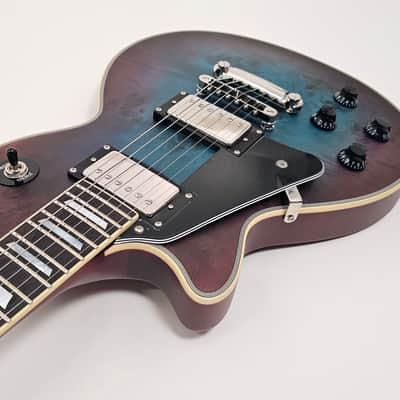 Agile AL-3200MCC Left Handed Satin Blue Purple Burl Electric Guitar image 5