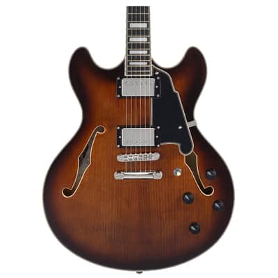 D'Angelico Premier DC Semi-Hollow Electric Guitar - Brown Burst - B-Stock image 1