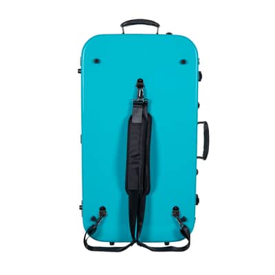 Crossrock Fiberglass Mandolin Violin Double Case-Fits A/F Style Mandolin and 4/4 Violin -Includes TSA lock, Protective Blanket, Hygrometer, Removable Shoulder Straps-Mint Blue image 2