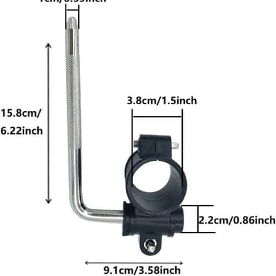 Electronic Drum Rack T Clamp with L Arm Tom Holder, 10-22mm Super L-Rod with Plastic Shock End, Drum Rack Tube Clip Bracket for 1.5inch Electronic Drum Kit Connection Poles image 2