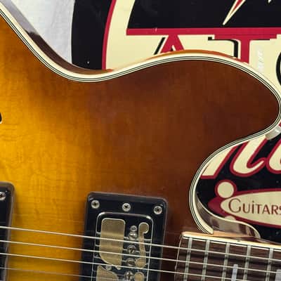 Harmony USA H-64 h64 Meteor Semi-Hollowbody Guitar with Case - repaired headstock image 3
