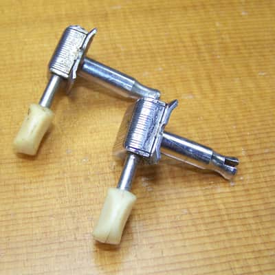 Kluson Deluxe "double line" split shaft in-line guitar tuners D-169400 plastic button 60s - nickel image 3