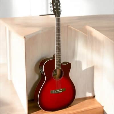 JN Guitars BES-ACE TRB Bessie Series Acoustic-Electric Auditorium, Solid Spruce Top, Red Burst image 1