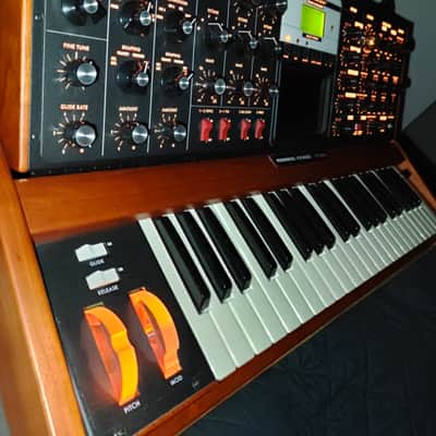 Moog Minimoog Voyager Select Series 44-Key Monophonic Synthesizer - Solar Cherry, with rare gold cutoff knob, and dust cover. image 3